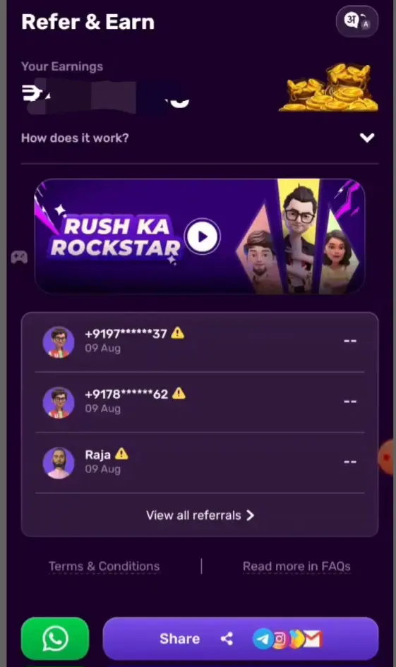 Rush App से पैसे कैसे कमाएं